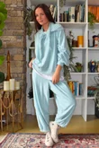 Terry B Lantern Sleeve Sweatshirt Turquoise